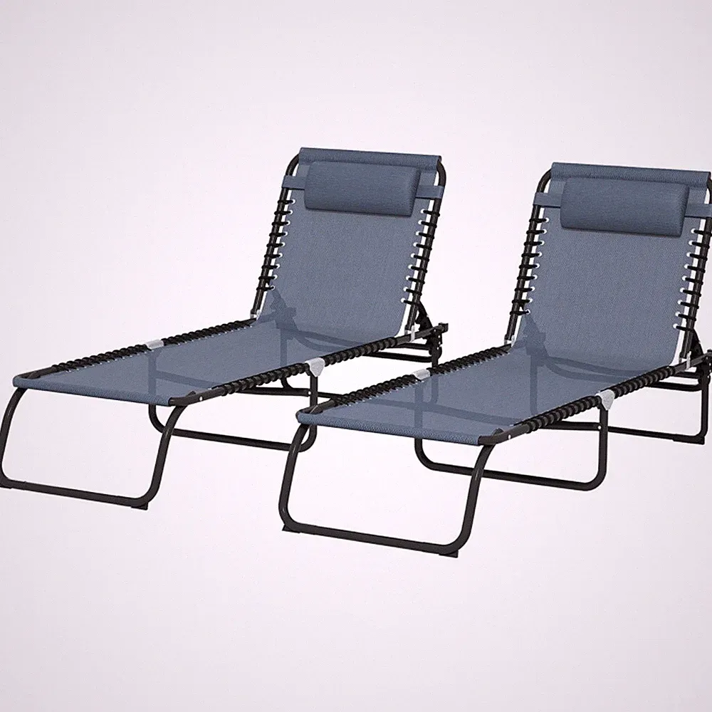 2pcs Lounge Armchairs Camping Chair Gray