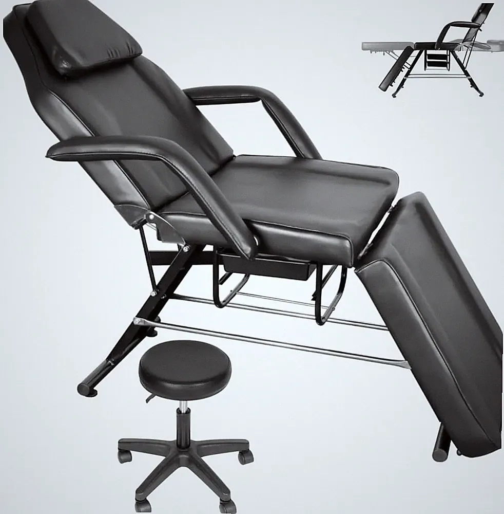 Adjustable Massage Chair w/Stool,Portable Tattoo Chair,Facial Bed Table for Spa