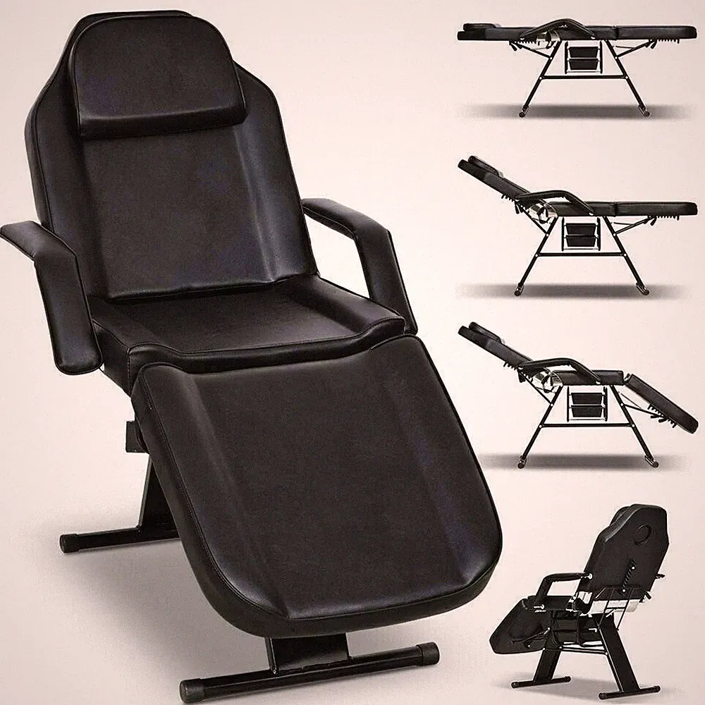 Adjustable Portable Massage Table Recliner Chair Tattoo Spa Salon Bed w/ Tray
