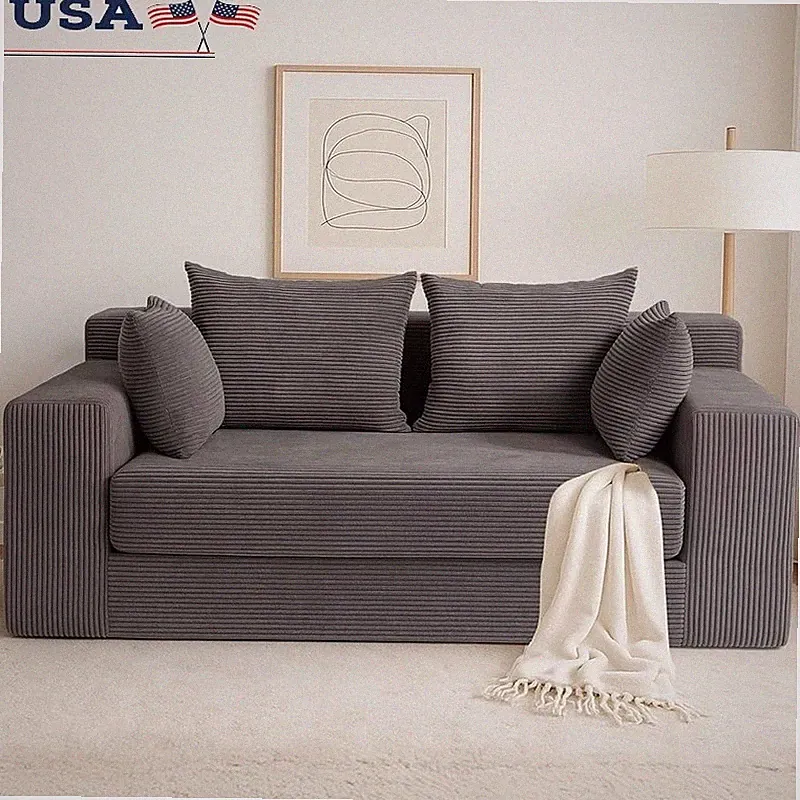 Convertible Loveseat Sofa Futon Bed Chaise Lounge Chair Portable Couch 3 in 1 US