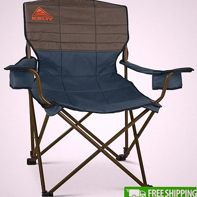 Deluxe Folding Camp Chair Outdoor Recliner W/ Insulated Cupholders & Roll Tote