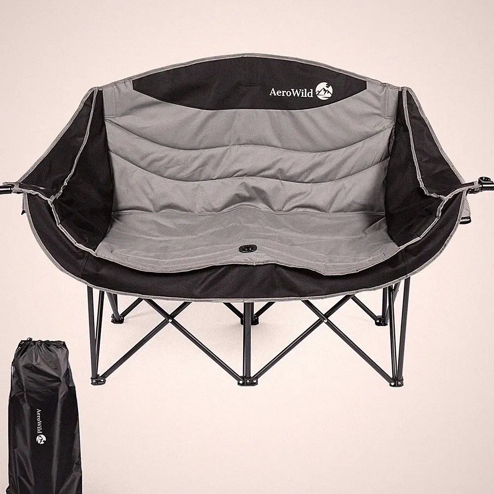 Double Folding Chair – Portable Loveseat for 2 Adults with 600 lbs Support –...