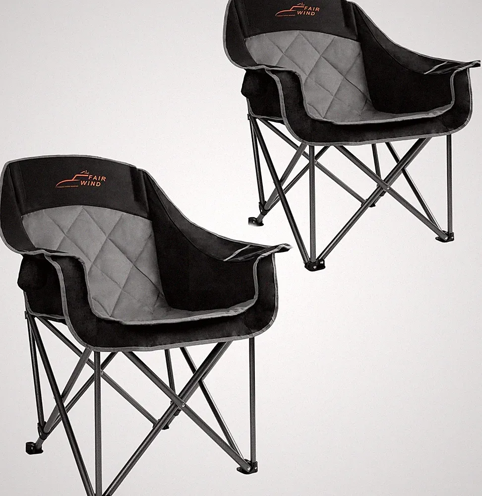 FAIR WIND 2 Pack Oversized Padded Camping Chair Heavy Duty Quad Fold Arm Chair