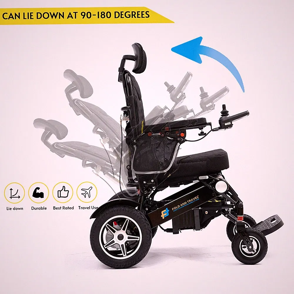 Fold And Travel Reclining Power Chair Portable Electric Wheelchairs for Adults