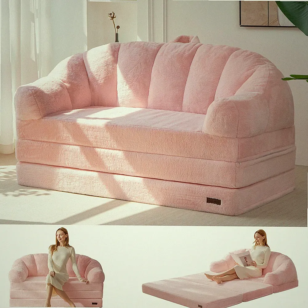 Folding Sofa Bed, 2 in 1 Convertible Sofa to Lounger Comfy Loveseat Bean Bag...