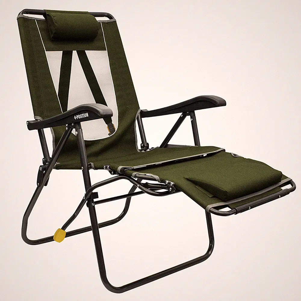 GCI Outdoor Legz Up Lounger Adjustable Folding Recliner Camp Chair Heathered
