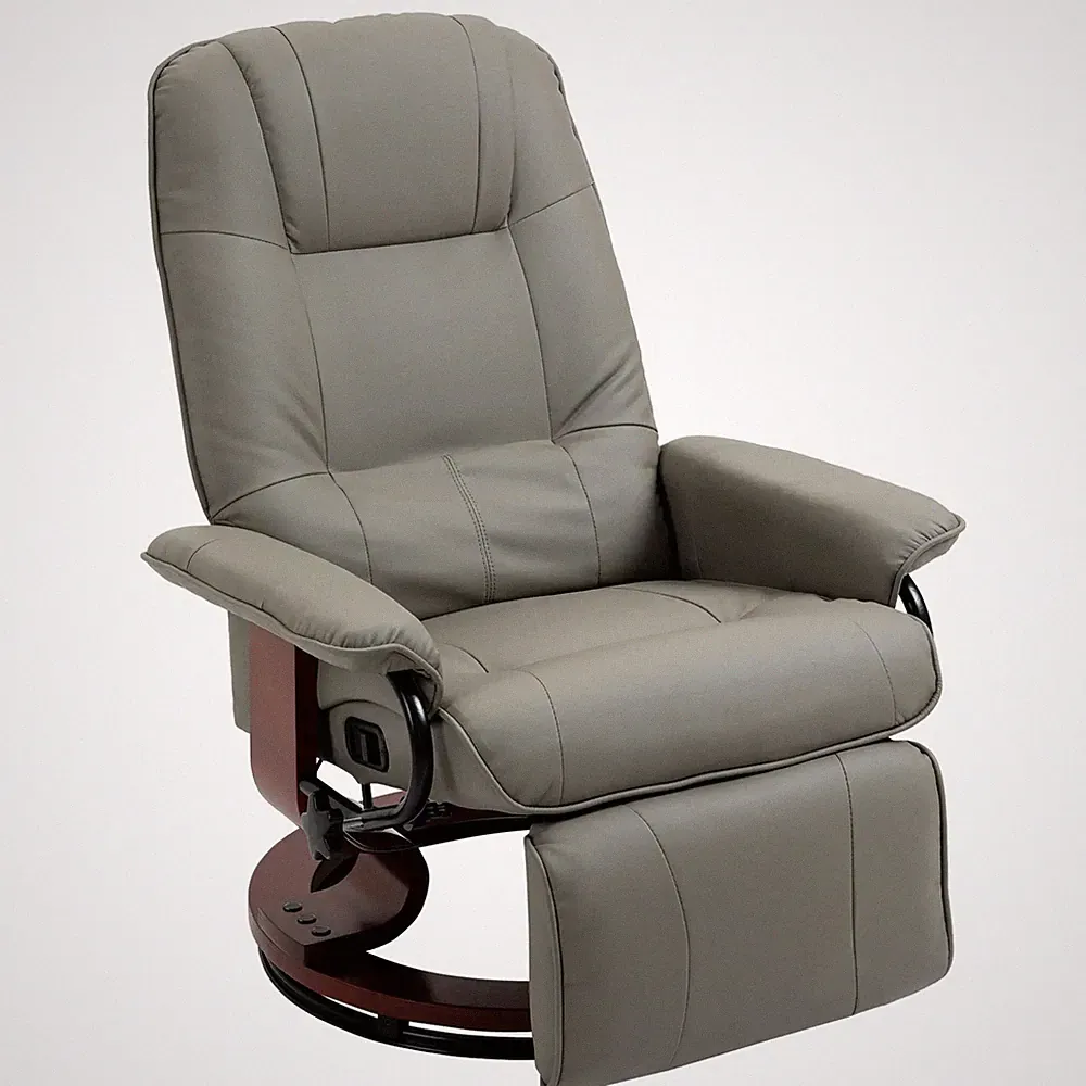 HOMCOM Faux Leather Manual Recliner, Adjustable Swivel Lounge Chair with Footres