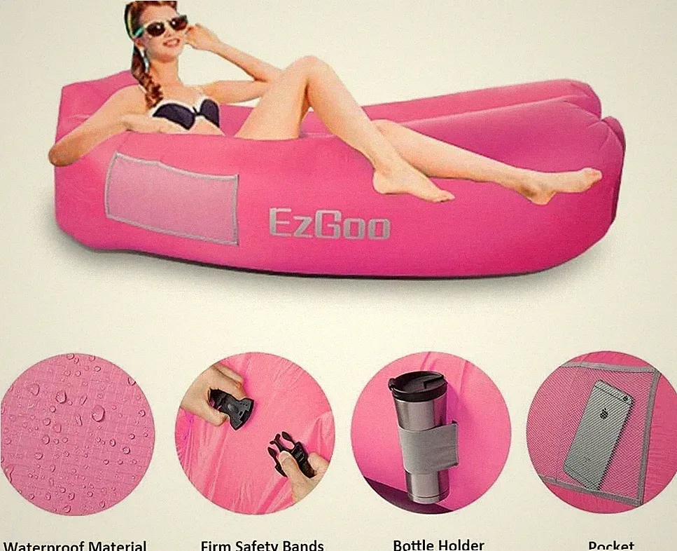 Inflatable Lounger Waterproof Nylon Air Sofa for Pool, Beach Traveling, Camping