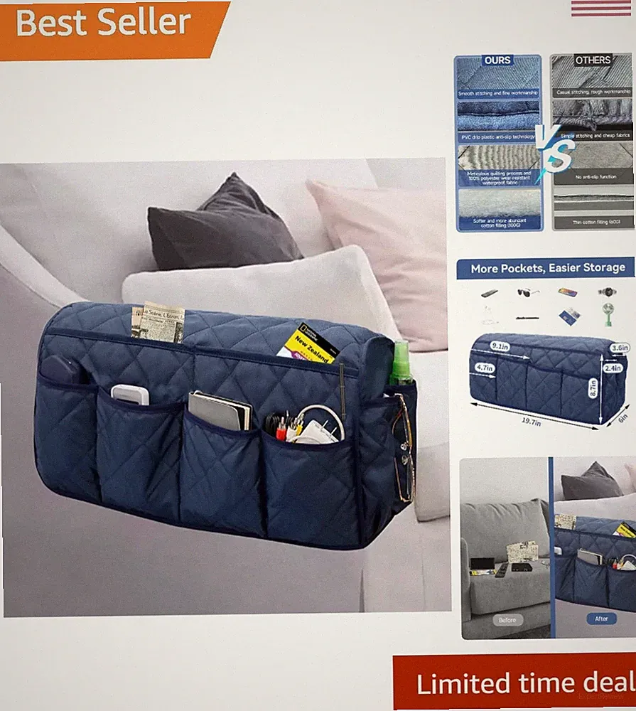 Lightweight and Portable Waterproof Recliner Caddy—Ideal for Home & Travel