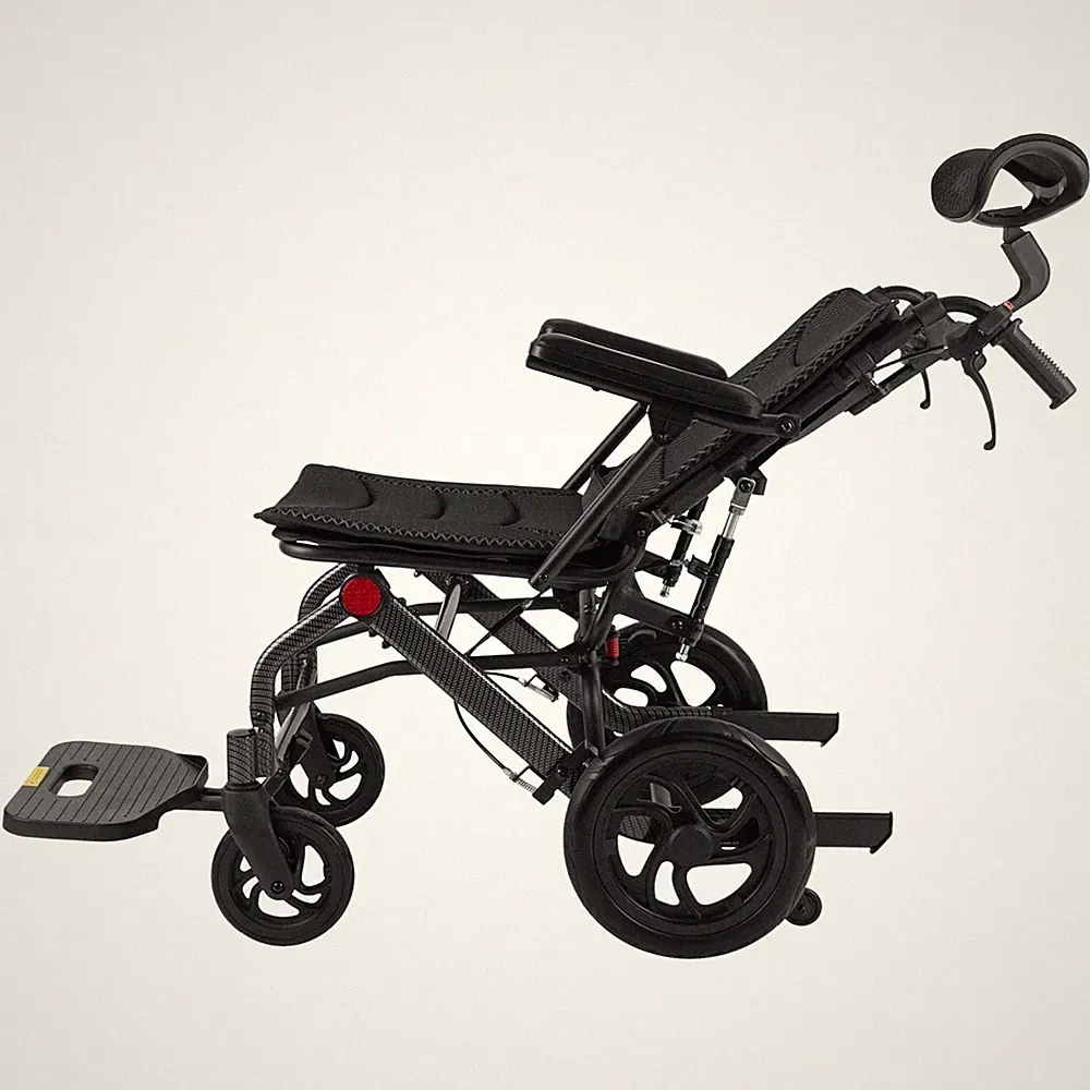 Lightweight Foldable Wheelchair, 220 lbs Capacity, Reclining Backrest Adjustable