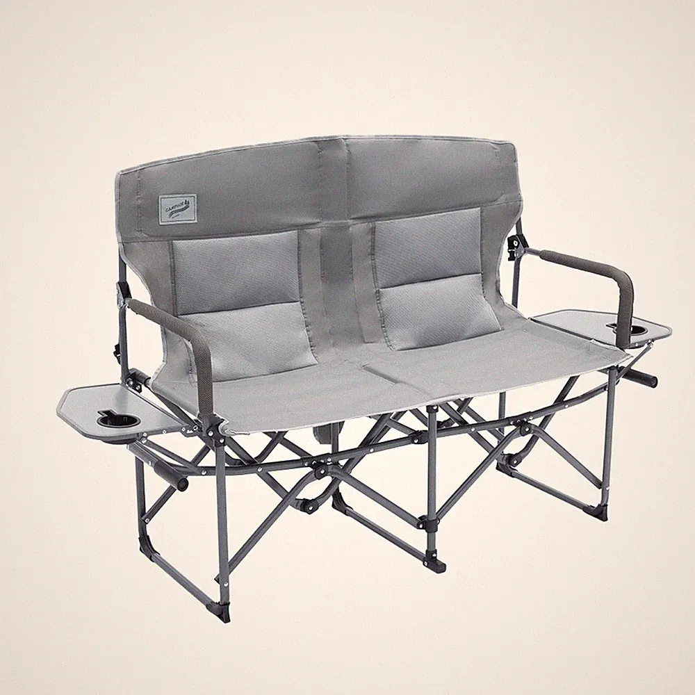 Oversized Double Portable Folding Director’s Loveseat Chair with Padded Ba