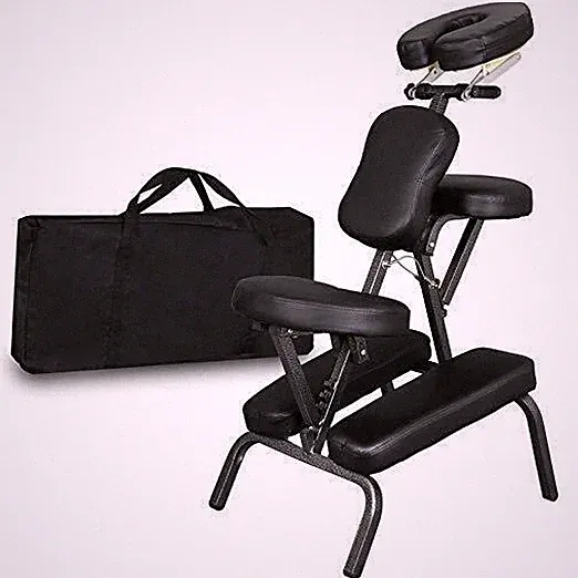 Portable Folding Massage Chair PU Leather Pad Tattoo Spa W/Carrying Case Black
