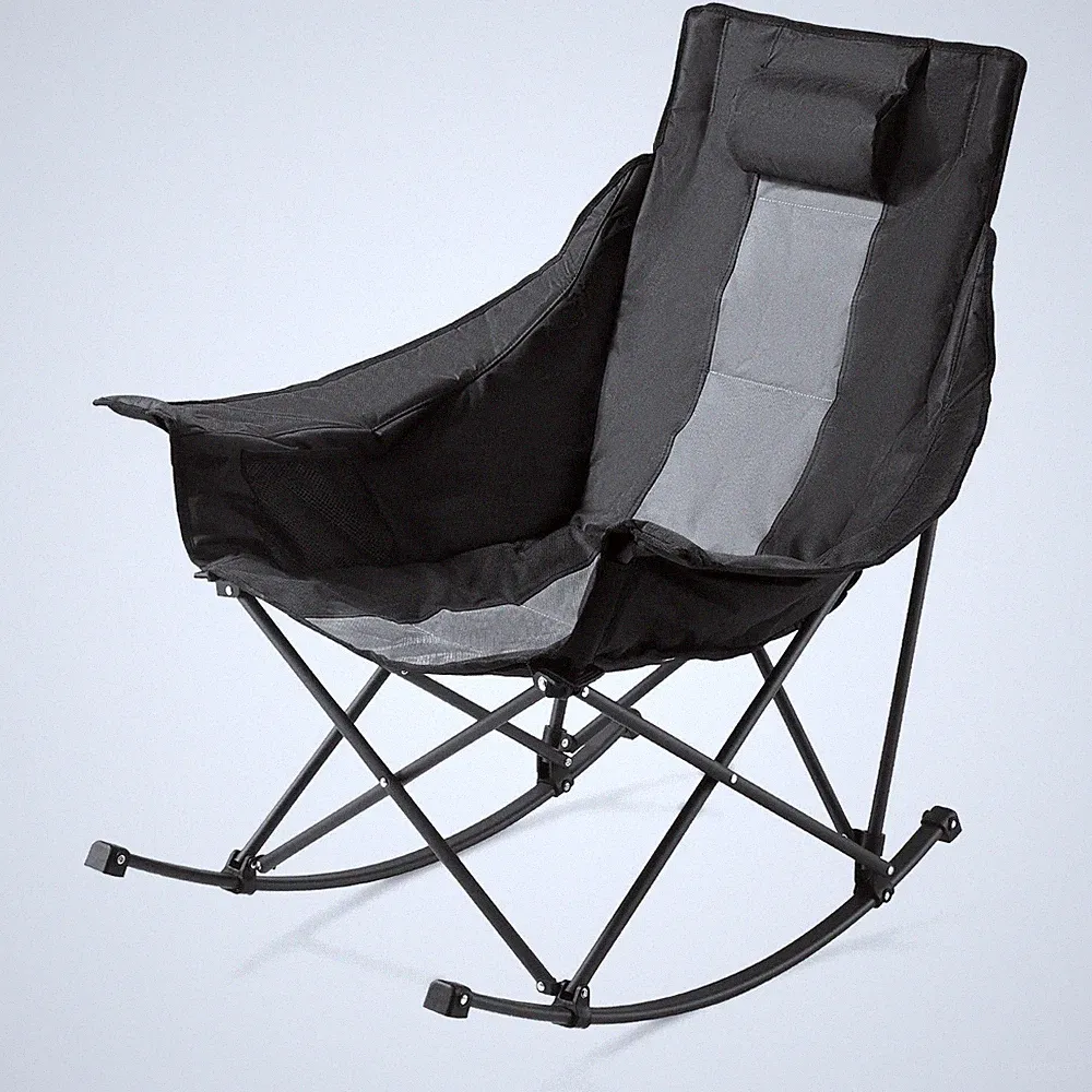 Rocking Camping Chair, Portable Folding Rocker, Heavy-Duty Lawn Chair Recliner