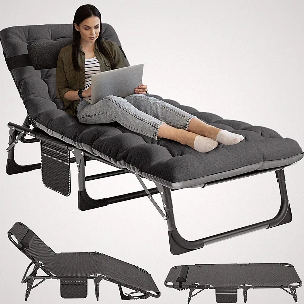 Rollaway Folding Bed & Thick Mattress 4 Position Adjustable Cot Chair Recliner