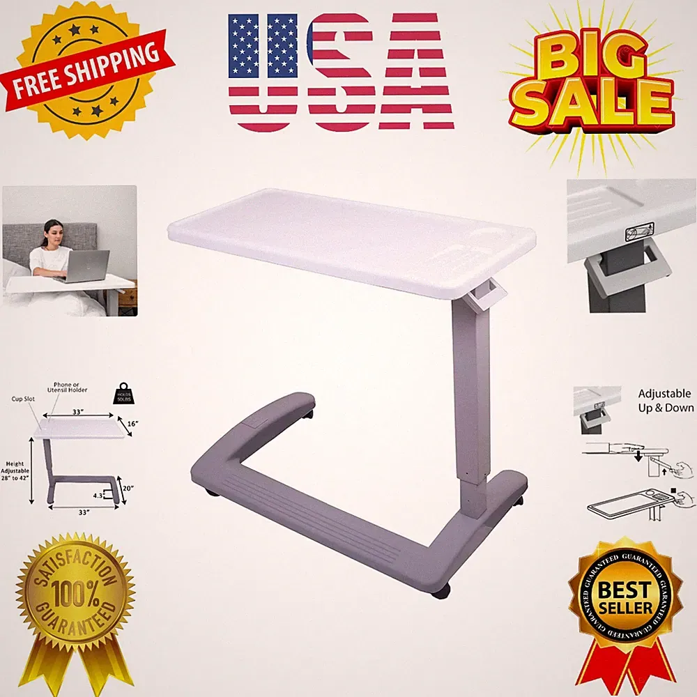 Rolling Overbed Table, Hospital Bed Table, Laptop Tables for Recliner, Bed, B...