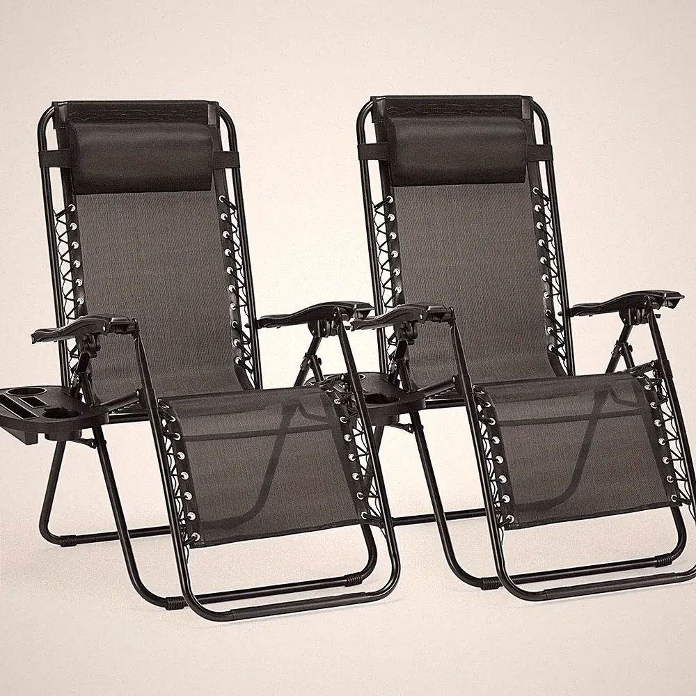Set Of 2 Portable Recliner Chair Indoor, Beach Camping Patio Chair Outdoor