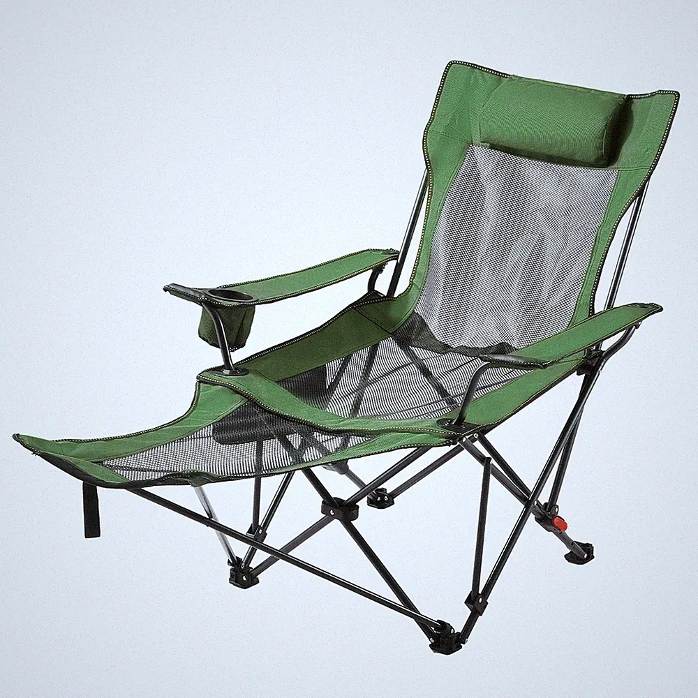 Uimoso Reclining Portable Camping Chair Foldable Lounger Heavy-Duty Design Green