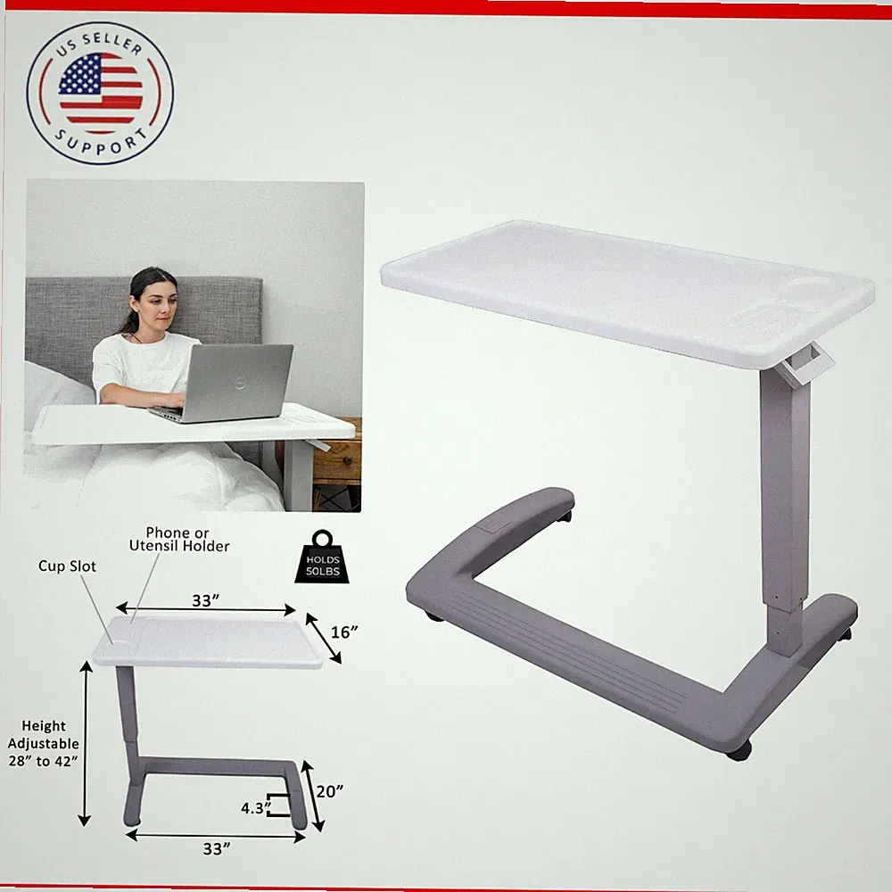 VersaCare Hospital-Grade Rolling Overbed & Bedside Table