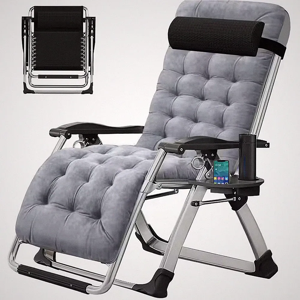 Zero Gravity Chair Silver Metal Folding Portable Lawn Recliner 440 Lbs. Outdoor