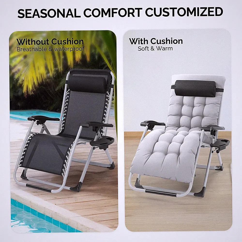Zero Gravity Portable Folding 26 / 29in Reclining Lounge Chair w/ Cushion Indoor